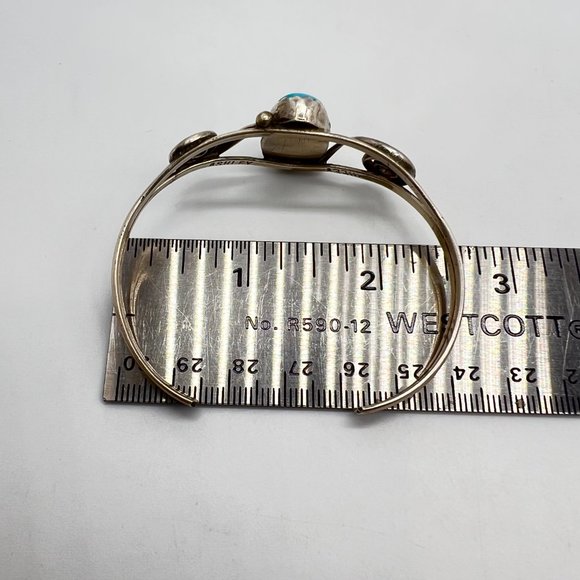 Vintage Navajo Cuff Bracelet by Monroe Ashley Sterling Silver Turquoise Signed - Picture 11 of 13